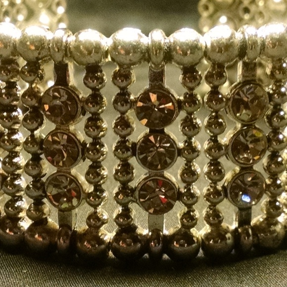 Gorgeous Rhinestones Beaded Wide Cuff Bracelet